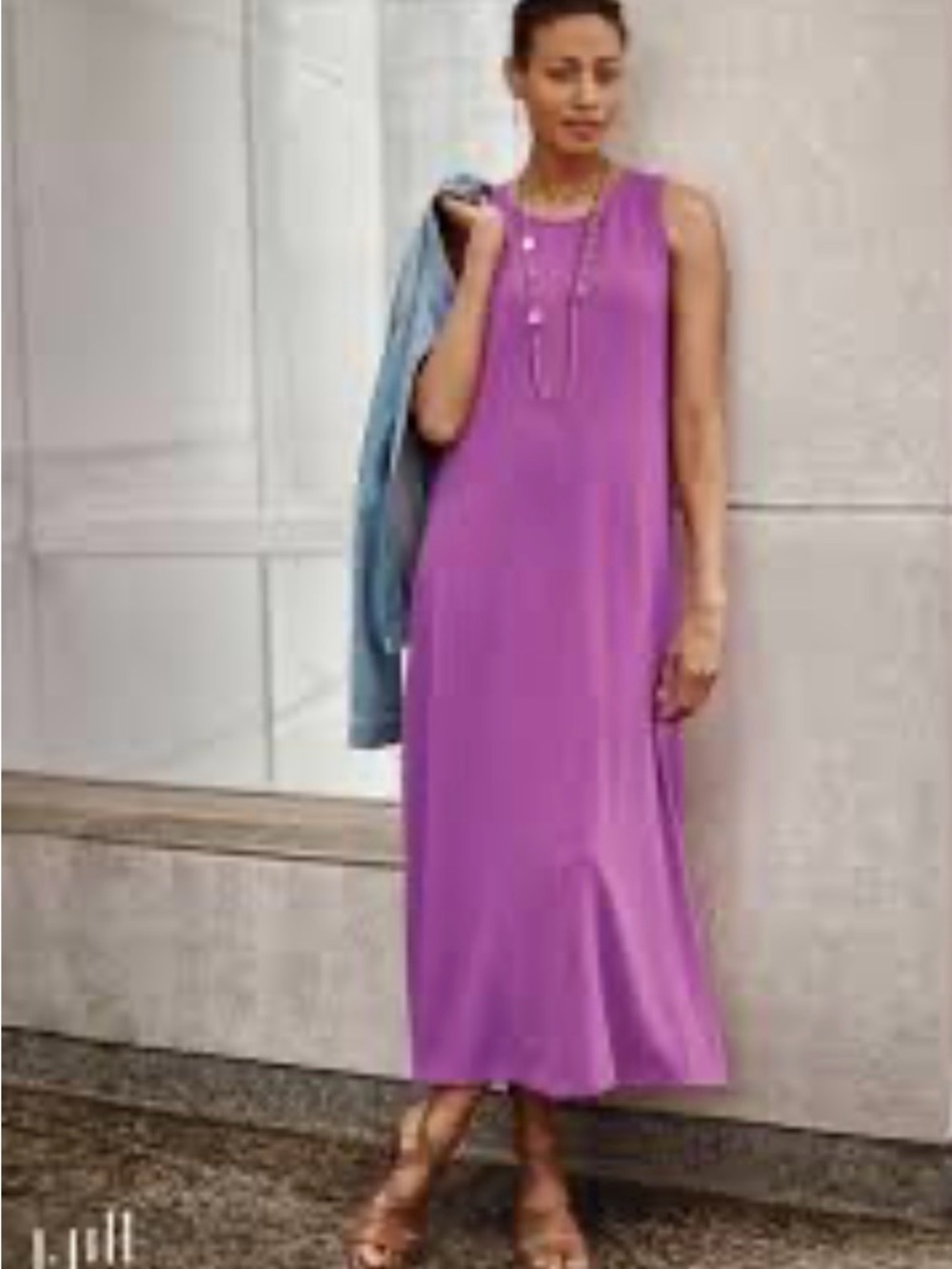 J. Jill Wearever Seamed Double-face Jersey Fuchsia Maxi Dress | Size Large